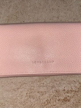 Longchamp Light Pink Pebbled Leather Wallet